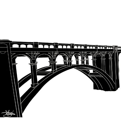 a black and white line drawing of a bridge